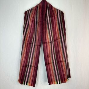 Shupaca Alpaca Blend Colorful Boho‎ Striped Scarf One Size Handmade in Ecuador